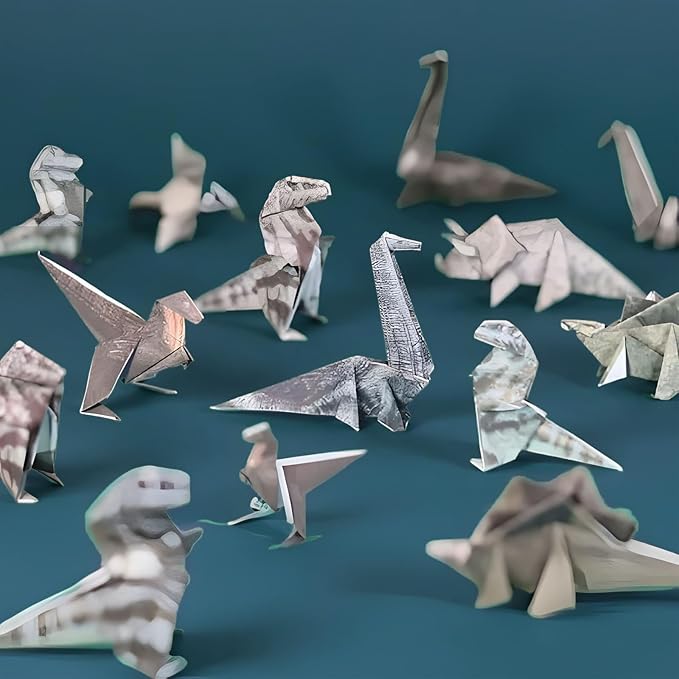 DIY Paper Cats Origami Kit for Making Cute Origami Cat, Crafts for Adults & Kids Activities Paper Cats for Desk Decoration, Gift for Cat Lovers & Valentine’s Day (Dinosaur Origami)