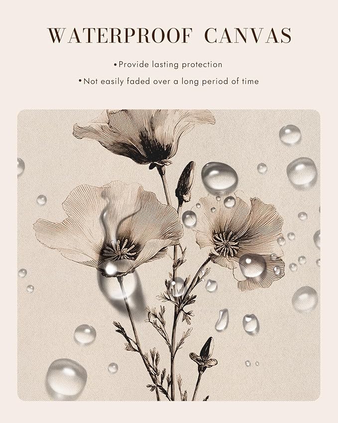Bzstyleart Vintage Wall Art Decor for Living Room,Poppy Flower Wall Art,Sketch Painting Picture Gold Framed,Vintage Home Decoration,Room Decor Aesthetic for Bedroom Kitchen Bathroom Shelf,12L x 16W