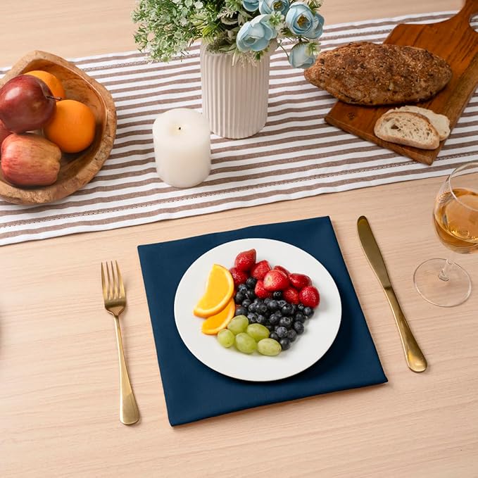 Blue Needles Solid Cloth Napkins Set of 12 Crystal Teal 100% Cotton Dinner Napkins 18x18 inches - Soft, Reusable, Absorbent & Washable Linen, Ideal for Christmas Events, Parties & Everyday Use