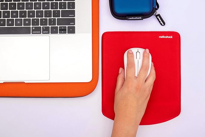 RadioShack Square Gel Mouse Pad with Wrist Rest, Ergonomic Office Mouse Pad for Desk Offers Improved Support, Accuracy and Responsiveness for Work, Gaming, and More, Red