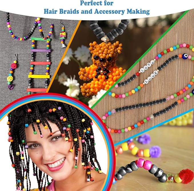QPIXVB 1100PCS Pony Beads Black,Beads for Jewelry Making,Friendship Bracelet Kit Bead for Bracelets Making,Bulk Plastic Hair Bead for Crafts