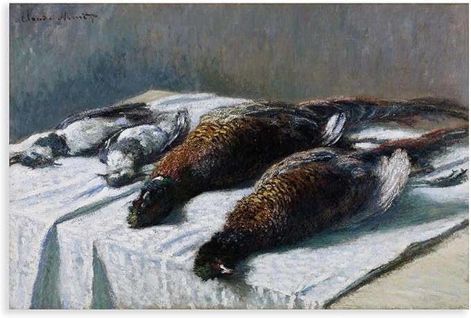 40+ Monet Famous Print Posters Still Life with Pheasants And Plovers by Claude Monet Impressionism Canvas Posters Print Wall Art Bedroom Office Room Decor Gift Unframe 24×36inch(60×90cm)