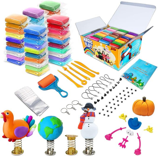 ESSENSON Air Dry Clay 50 Colors, Modeling Clay for Kids, DIY Molding Magic Clay for with Tools, Gifts for Age 3-12 Years Old Boys Girls Kids