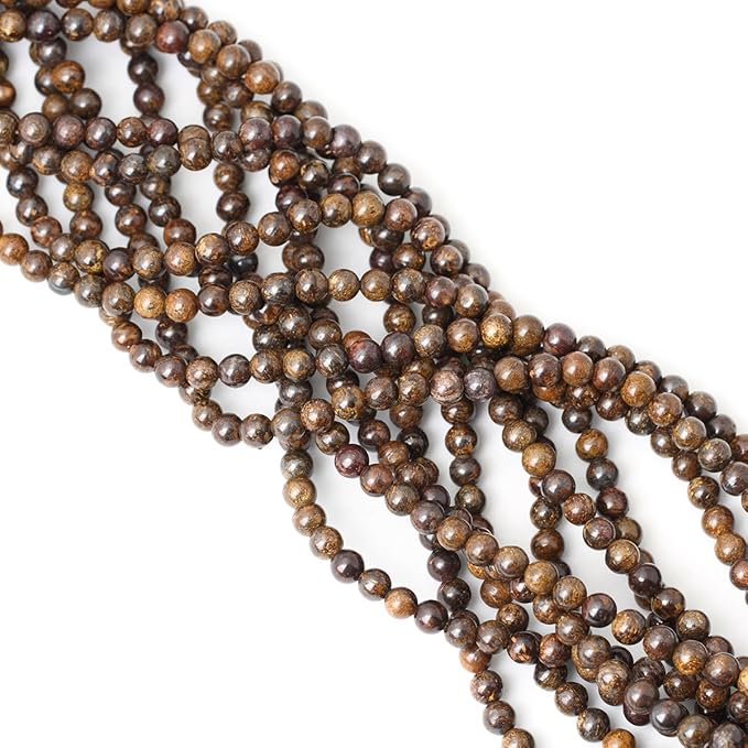 60PCS 6mm Natural Bronzite Gemstone Round Loose Beads for Jewelry Making DIY Handmade 1 Strand 15"