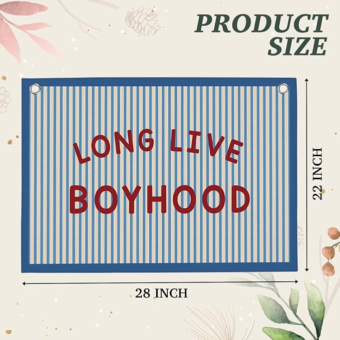 Long Live Boyhood Boys Room Playroom Wall Decor Vintage Sports Decor for Nursery Playroom Kids Bedroom Dorm Toddler Decorations 22x28 Inch