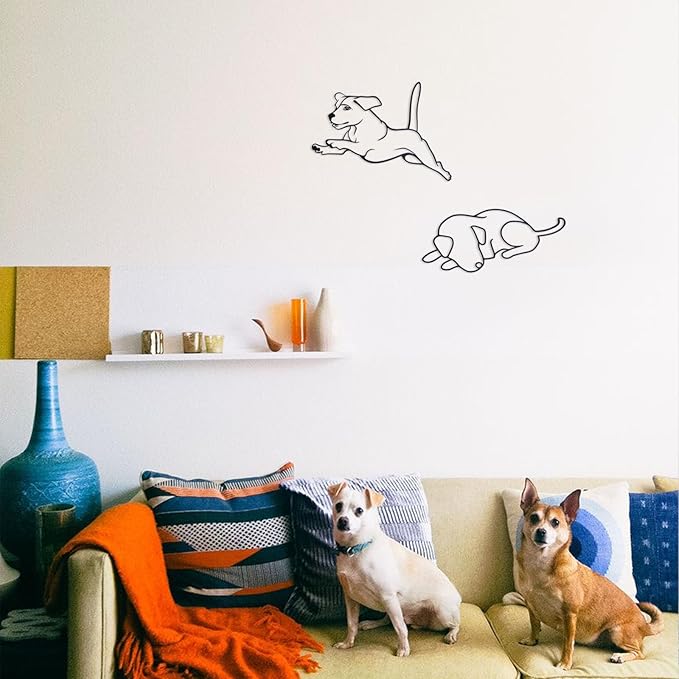 TYLCC Black Metal Dog Wall Decor Minimalist Abstract Dog Wall Art Line Drawing Art for Living Room Bedroom Decorations (Running)