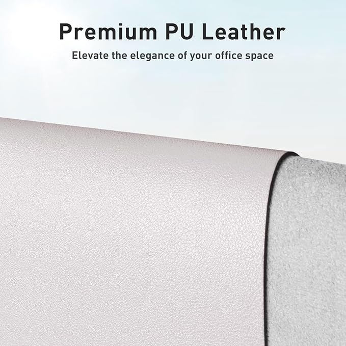 Aothia Large PU Leather Desk Pad Protector – Non-Slip Mouse Pad & Writing Mat for Office/Home, Waterproof, Easy to Clean (48" x 17", Pale Lavender White)