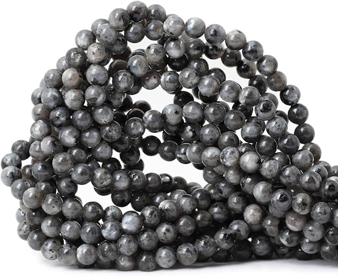 60PCS 6mm Natural Black Labradorite Gemstone Round Loose Beads Crystal Energy Stone for DIY Jewelry Making 1 Strand 15"
