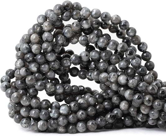 60PCS 6mm Natural Black Labradorite Gemstone Round Loose Beads Crystal Energy Stone for DIY Jewelry Making 1 Strand 15"