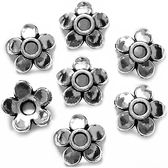 Silver Petal Bead Caps Antique Silver Spacer Bead Caps for Bracelet Necklace Earrings Jewelry Making Supplies Findings Fit 10-12mm Round Beads 500Pcs