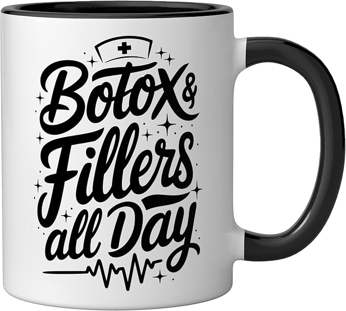 Botox Nurse Injector Design for Aesthetic Cosmetic Nursing Ceramic Mug, Black/White