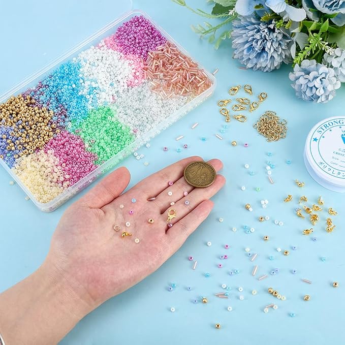 PH PandaHall 4259pcs Jewelry Making Bead Kit, Charm Bracelet Kit Bead Bracelet Kits Bracelet Making Kits Beads for DIY Earrings Friendship Bracelets Necklaces Jewelry Crafts