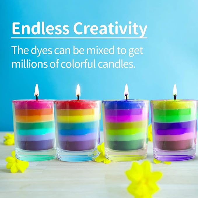 YRYM HT Candle Color Dye for Soy Wax, Safe and Natural- 34 Popular Colors for Candle Making - 8.5oz
