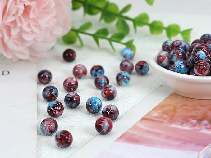 Pamir Tong 300PCS 10mm Glass Beads for Jewelry Making,Round Smooth Beads, Bracelet Space Loose Beads for Jewelry Making Earring, Necklaces, DIY Crafts & Gifts #385