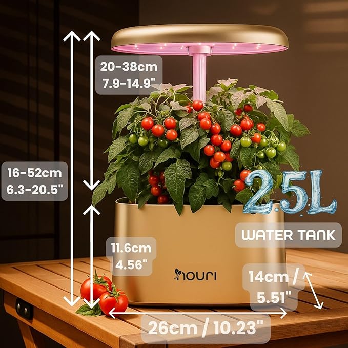 Nouri 5 pod Smart Garden for Home Cooks | w/Heirloom Tomato | Hydroponics Growing System | LED Grow Lights | Indoor Herb Garden Kit | Herb Growing Kit Indoors for Plant Lovers, Gardeners, Kitchen