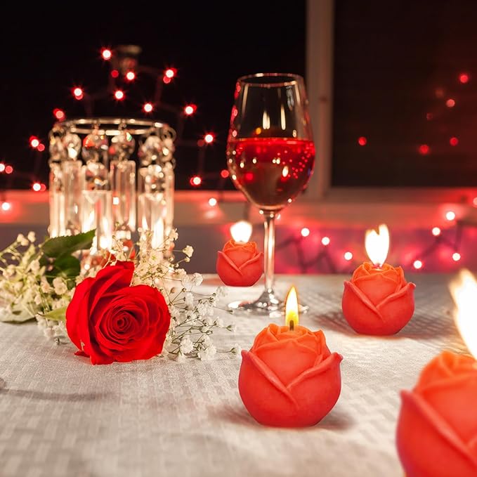 2 Pack Rose Candles Molds, Set of Large + Small 3D Flower Silicone Molds for Candles Epoxy Resin Casting Wax Soap Clay Plaster Home Décor Handmade Gift