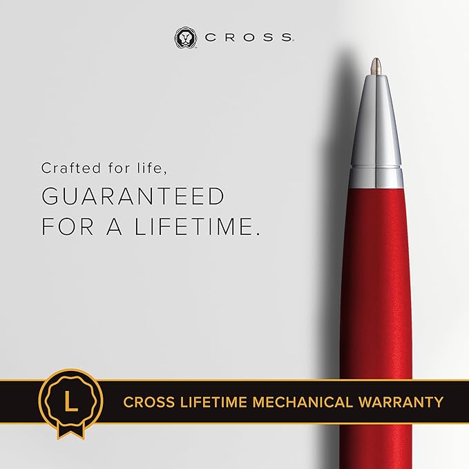 Cross Calais Refillable Ballpoint Pen Presented in a Luxury Gift Box - Medium Point, Black Ink, Matte Metallic Crimson
