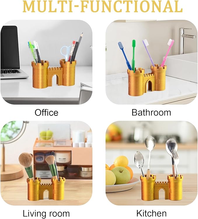 Creative Castle Pen Pencil Holder, Desk Organizer Office Desktop Stationery Makeup Brush Holder Cup for Office Bathroom Kitchen Bedroom Home Decor Gifts for Men Women Girls Boys