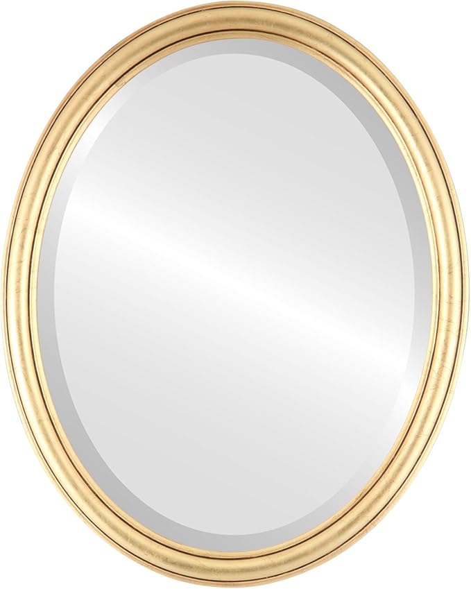 Oval Beveled Wall Mirror for Home Decor - Saratoga Style - Gold Leaf - 18x22 Outside Dimensions