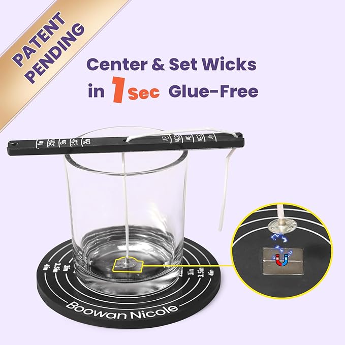 BOOWAN NICOLE Universal Wick Centering Setter Tool for Candle Making - Center & Set Wicks in 1 Second, Wick Holder for Most Candle Jar & Refill Sizes (A0355)