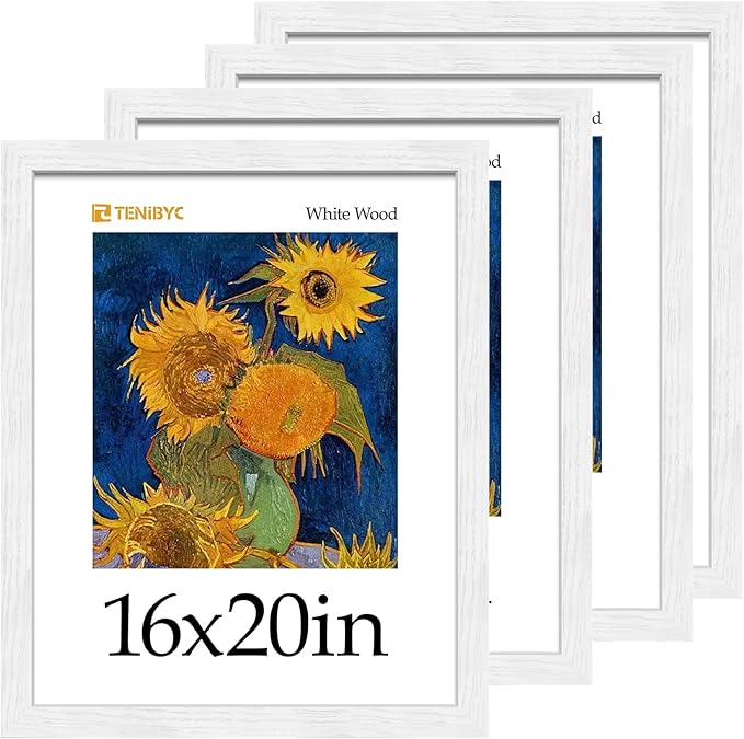 Picture Frame 4 Pack - Solid Wood Poster Photo Frame - Woodgrain Series - Room, Office, Gallery, Studio Display - Wall Hanging