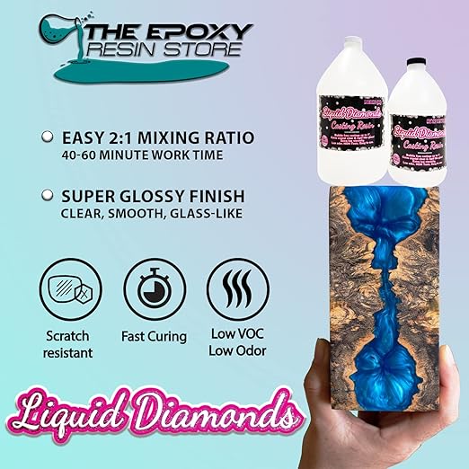 Clear Craft Casting Resin - Bubble Free, Water-Like, Long Work Time for Jewelry Making, Coasters - Cures Hard and Optically Clear, Easy Mixing at 2-1 Ratio by Volume