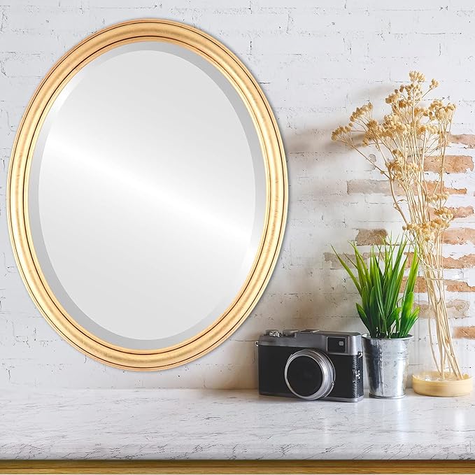 Oval Beveled Wall Mirror for Home Decor - Saratoga Style - Gold Leaf - 18x22 Outside Dimensions