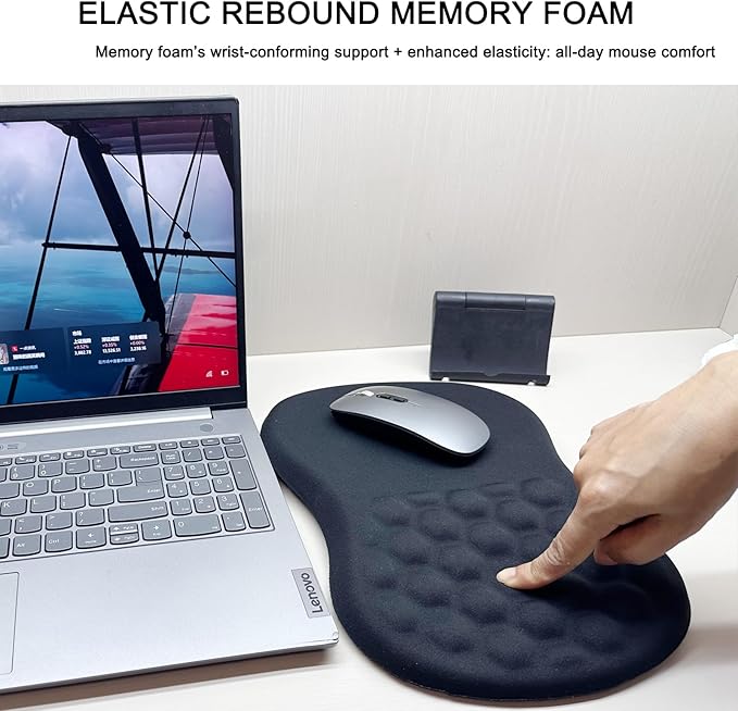 Ergomonic Mouse Pad with Wrist Rest for Car Shaped Mouse, Slope Mousepad with Wrist Support to Relieve Wrist Pain, 12L x 8W inches, Black