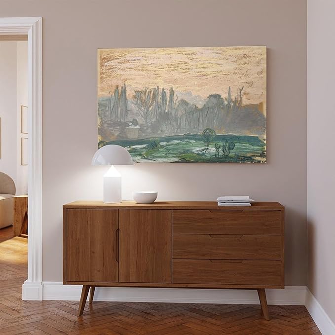 40+ Monet Famous Print Posters Winter Landscape with Evening Sky by Claude Monet Impressionism Canvas Art Poster And Wall Art Picture Print Modern Family Bedroom Decor Posters Frame 12×18inch(30×45cm)