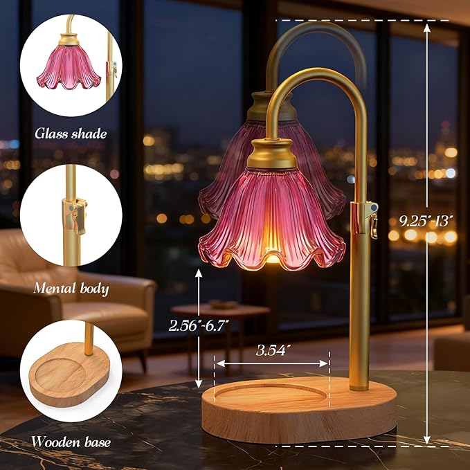 Candle Warmer Lamp with Timer & Dimmable 4-Level Brightness - Adjustable Height,for New Home Bedroom, Gifts for Women (Purple)