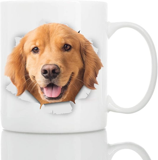 Golden Retriever Coffee Mug - Ceramic Funny Coffee Mug - Perfect Dog Lover Gift - Cute Novelty Coffee Mug Present - Great Birthday or Christmas Surprise for Friend or Coworker, Men and Women (11oz)