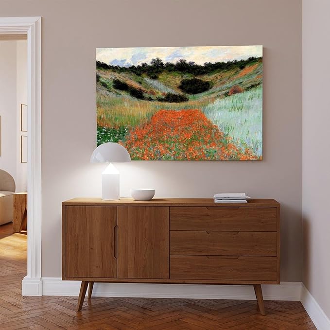 40+ Monet Famous Print Posters Poppy Field in A Hollow near Giverny by Claude Monet Impressionism Canvas Posters Print Wall Art Bedroom Office Room Decor Gift Frame 20×30inch(50×75cm)