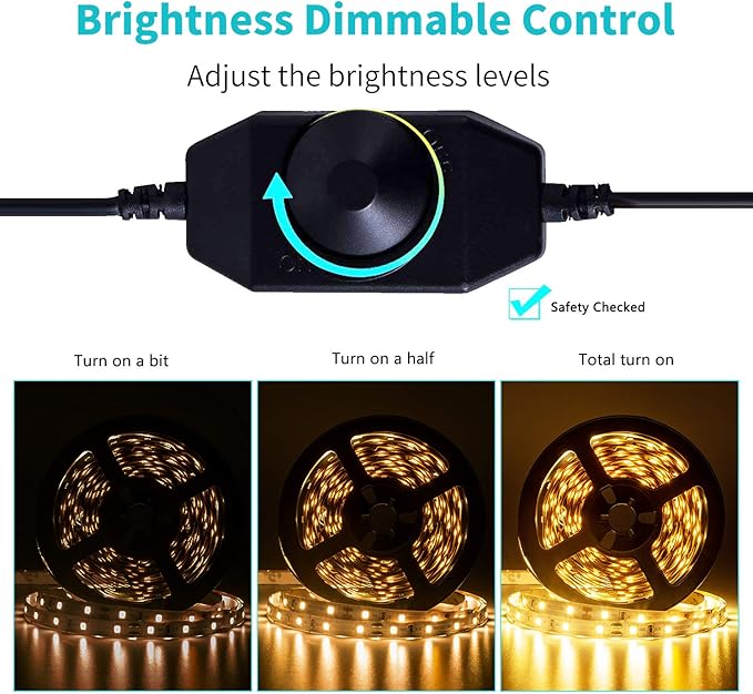 20FT LED Strip Light Warm White 360 LED Beads,12V Soft Dimmable Warm Lights Strip, for Bedrooms, Mirror, Kitchen, Home Decoration, Not Waterproof