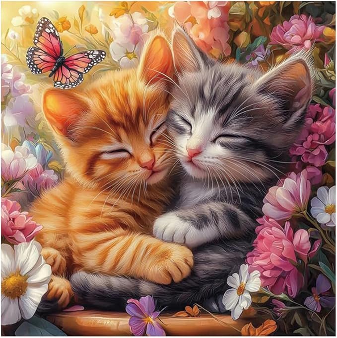 Kulvci Cat Aniaml Diamond Painting Kits for Adults, Diamond Art Kits for Beginners, 5D DIY Full Drill Gem Craft for Home Decor Gift 12x12inch