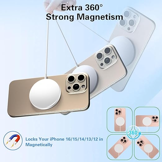 Magnetic Wireless Charger 6FT 15W Apple MagSafe Charger Fast Charging Pad & USB C Chargers Block,Quick Wireless Mag-Safe Chargers for iPhone 16 ProMax/16 Pro/16e/15 ProMax/15 Plus/14/13/12/AirPods 3/2