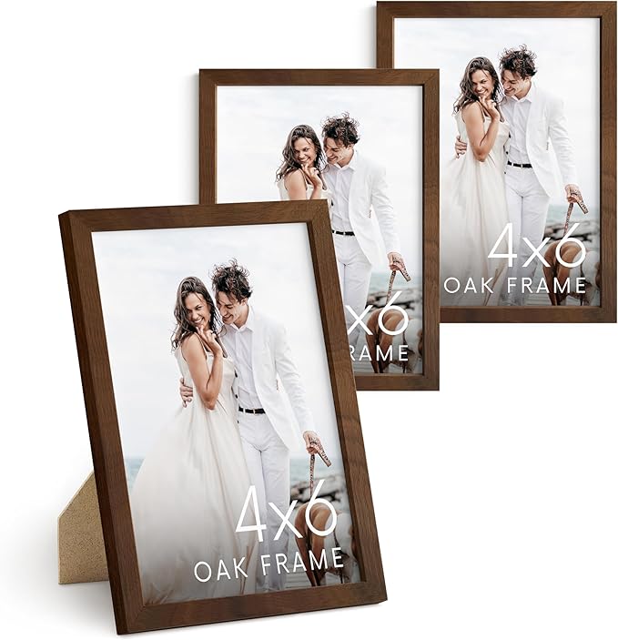 HAUS AND HUES Standalone Walnut Oak Frame Set of 3-4x6
