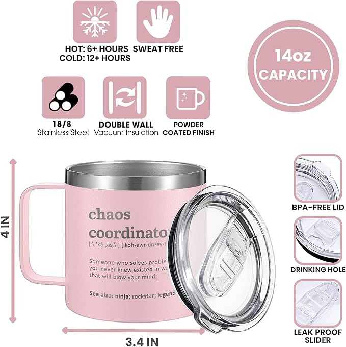 Thank You Gifts for Women, Boss, Coworker, Manager, Office, Nurse, Employee, Teacher - Chaos Coordinator Gifts - Administrative Professional Day, Teacher Appreciation Gift - 14 Oz Coffee Mug