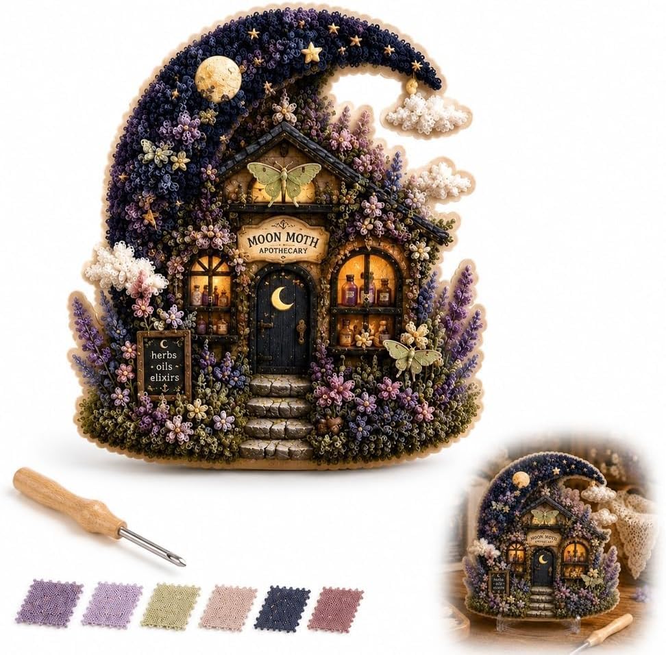 Whimsical Village 3D Fabric Poke Art Kit (Moon Moth) by Unknown