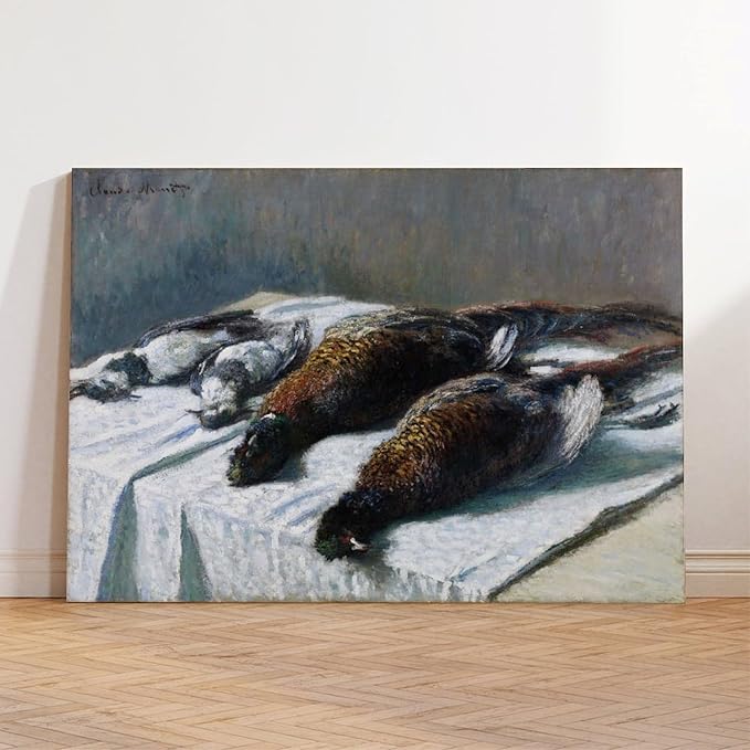 40+ Monet Famous Print Posters Still Life with Pheasants And Plovers by Claude Monet Impressionism Canvas Posters Print Wall Art Bedroom Office Room Decor Gift Frame 16×24inch(40×60cm)