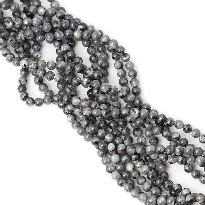 60PCS 6mm Natural Black Labradorite Gemstone Round Loose Beads Crystal Energy Stone for DIY Jewelry Making 1 Strand 15"