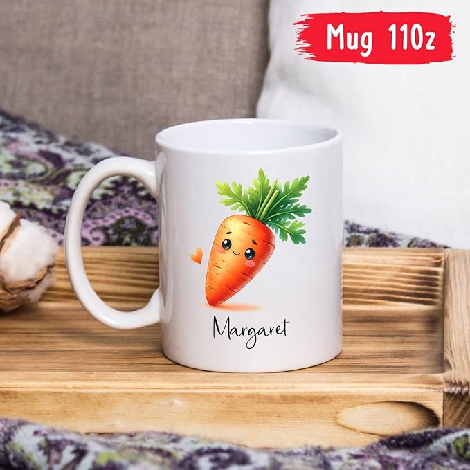 Custom Carrot Cups For Kids, Personalized Carrot Coffee Mug Cup Gift With Carrot Vegetable Lover Name, Carrot Travel Mugs, Novelty Carrot Ceramic Mug For Friends Coworkers, Teacup 11oz 15oz
