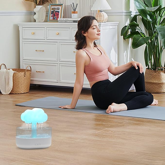 Rain Cloud Humidifier Water Drip, Mushroom Rain Lamp Waterfall, Aromatherapy Essential Oil Rain Diffuser, Raining Cloud Night Light with 7 Changing Colors for Sleeping