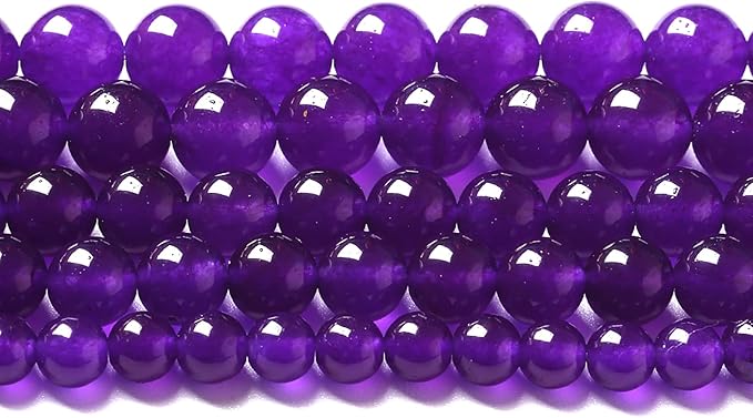 60pcs 6mm Natural Amethyst Jade Stone Round Loose Spacer Beads for DIY Jewelry Making Necklaces Bracelets Healing Energy Beads (6mm, Amethyst Jade)