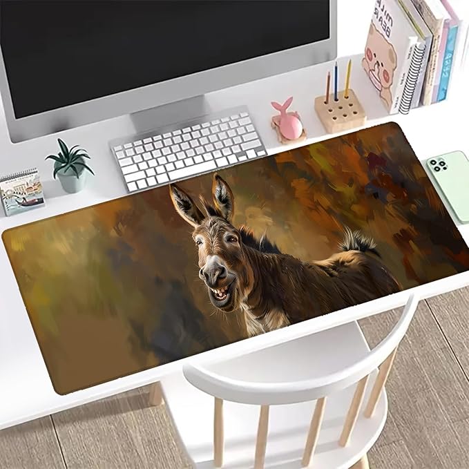 Donkey Gaming Mouse Pad, Office Desk Mat, Anti-Slip Rubber Base Cool Aesthetic Mouse Pads for Computer Laptop Keyboard School Home Desktop Gamer Home Accessories Decor 31.5" x 11.8"