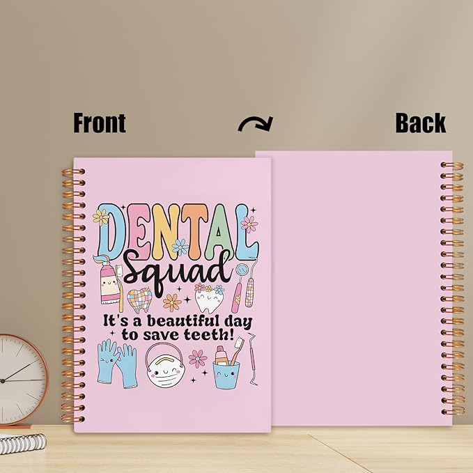 Dental Dentist Gifts Notebook, Dental Assistant Graduation Gifts Journal, Pink Dental Squad Spiral Notebook Journal for Note Taking, Dentist Office Supplies, 5.5x8.3 Inch