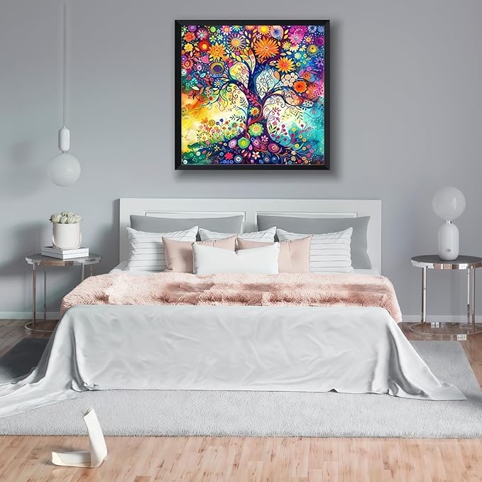 CSZPPQAF 5D Diamond Painting Kits for Adults, Colorful Tree of Life Diamond Art Kits for Adults Beginner, DIY Full Drill Gem Art Paint by Diamonds Dots Crafts Kits for Home Decor 13.7x13.7Inch