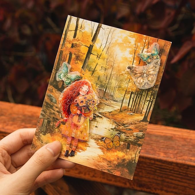 180Pcs Seasonal Scrapbook Paper, Nature Ephemera Pack for Journaling and Junk Journals, Scrapbooking Kit with Glue Tape