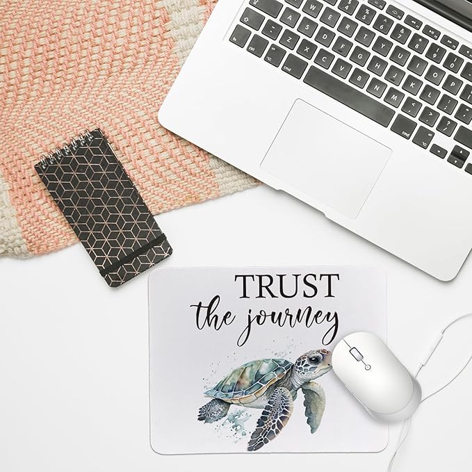 Rusenbao Turtle Mouse Pad for Desk, Turtle Gifts for Women Turtle Lovers, Turtle Desk Accessories, Non-Slip Rubber Base Mouse Pads for Wireless Mouse, Computers, Laptop, Office, 9.5x7.9 Inch