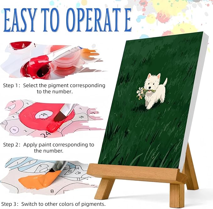 Paint by Numbers Kit for Adults Beginner,Grassland Puppy Paint by Number Kits Canvas Without Framed,Animal DIY Acrylic Oil Painting Adults Paint by Numbers Kits for Home Wall Decor 16x20 Inch