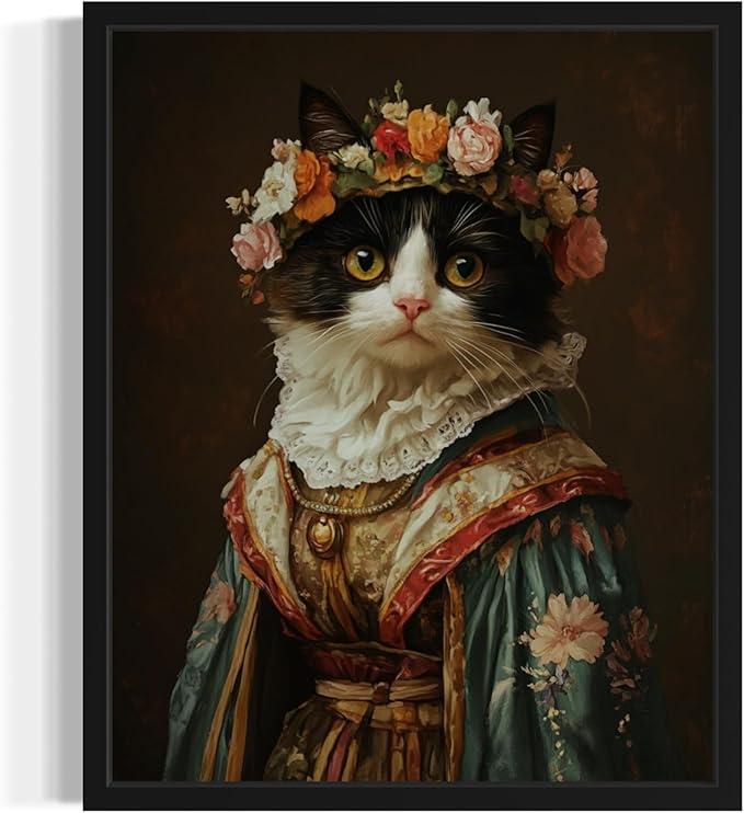 Greek Goddess Cat Art Poster Print, Kitten Painting Humor Portrait Pet Artwork Decor Gallery A8 (Greek Goddess Cat, 11 x 14 inches, Unframed)